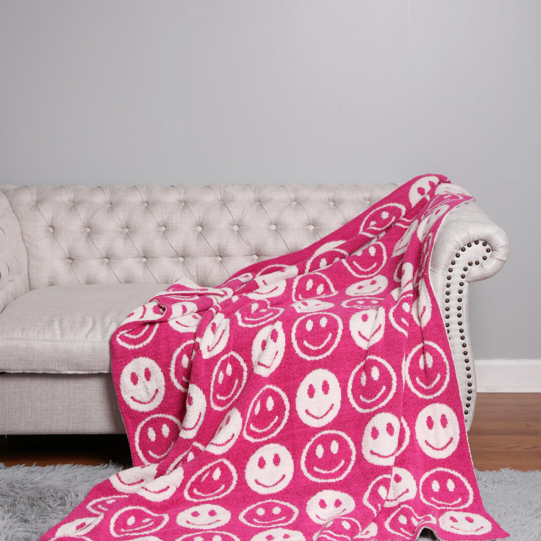 Hot Pink Smiley Blanket