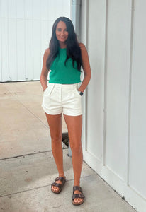 Island Time Cream Faux Leather Shorts