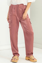 Load image into Gallery viewer, Walk Tall Mauve High Waisted Drawstring Cargo Pants