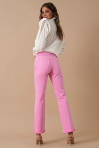 Move Over High Rise Pink Slim Straight Ankle Jeans