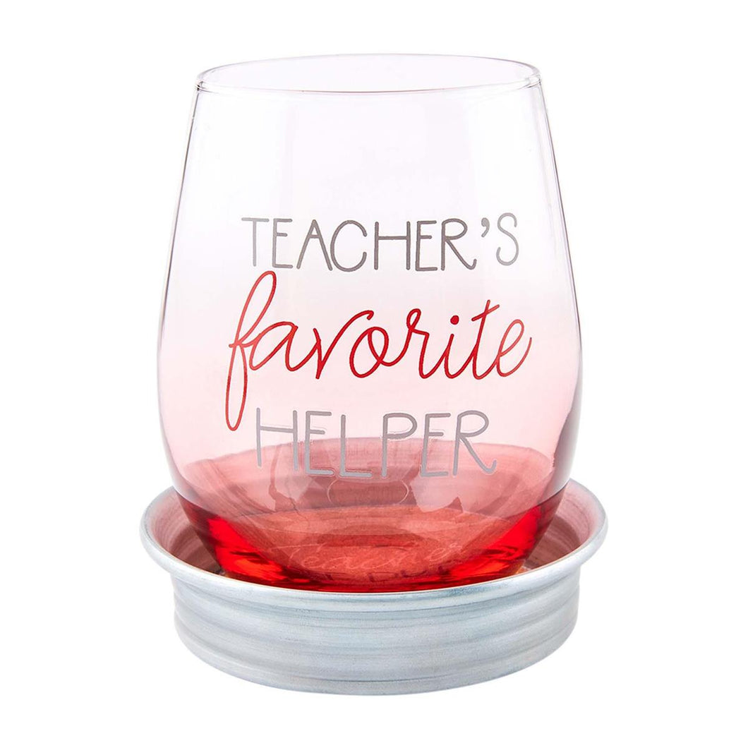 Mud Pie Teacher’s Favorite Helper Wine Glass Coaster Set