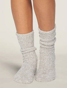 Barefoot Dreams CozyChic® Heathered Women's Socks- Oyster/White