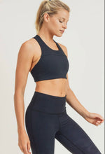 Load image into Gallery viewer, Split Front Overlay Back Adjustable Padded Sports Bra