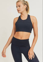 Load image into Gallery viewer, Split Front Overlay Back Adjustable Padded Sports Bra