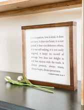 Load image into Gallery viewer, Walnut Framed 1 Corinthians 13 Sign