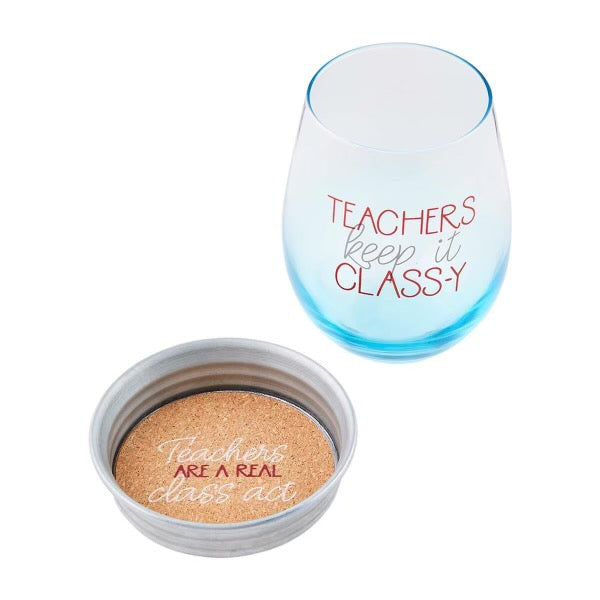 Mud Pie Teacher’s Keep it Class-y Wine Glass Coaster Set